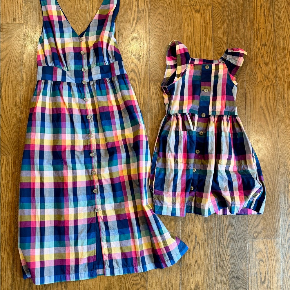 j. crew mommy and me Colorful Plaid Dresses